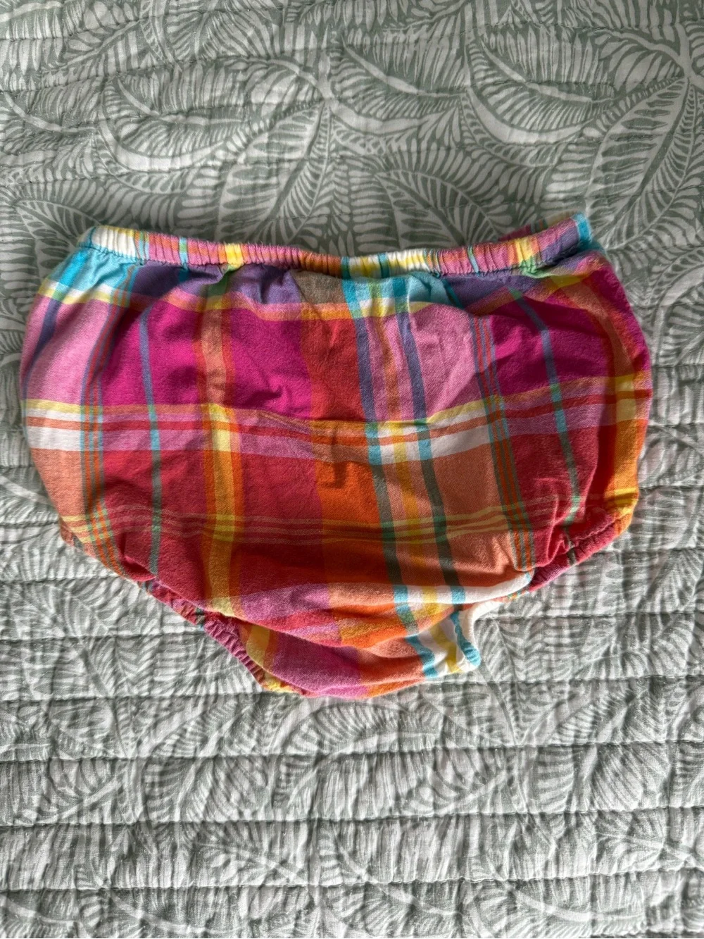 Ralph Lauren Plaid Pink, Orange & Green Plaid Smocked Dress Madras Dress Bloomer